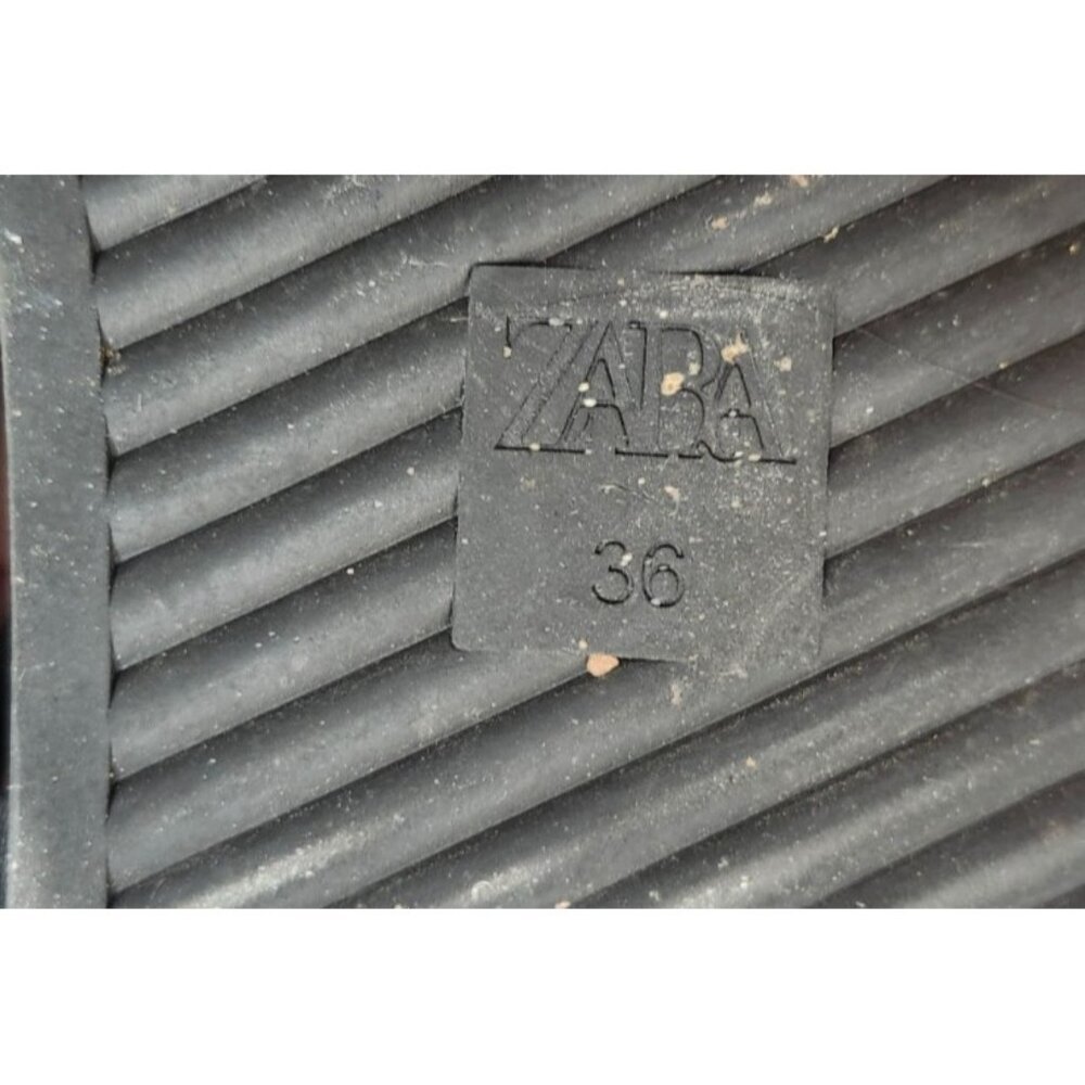 ZARA Women Black Minimalist Slingback Thong Sandals Size 36 Slip-On Flat Summer - Picture 9 of 11